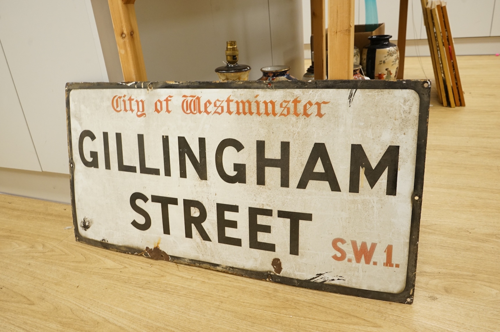 A City of Westminster ‘Gillingham Street’ enamelled road sign, 46 x 92cm
